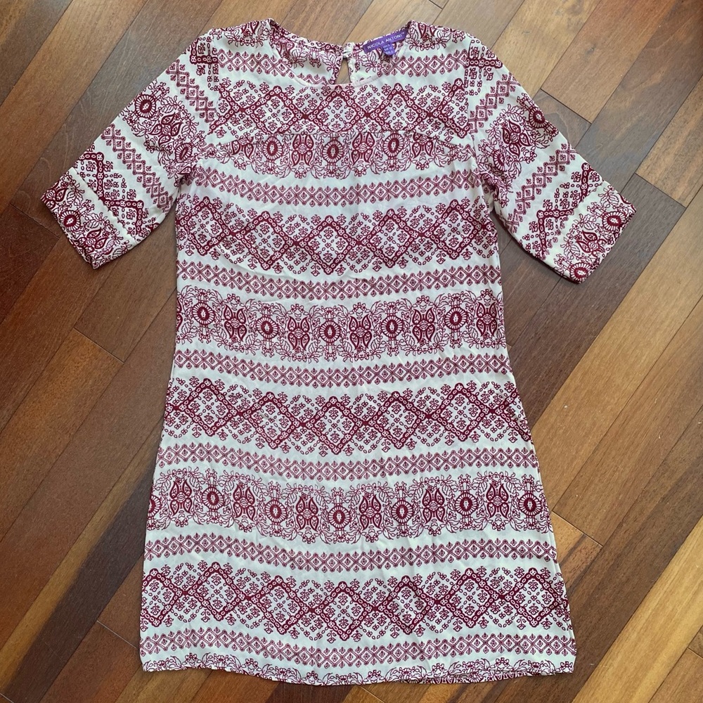 Red/Cream Patterned Dress - S